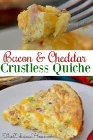 Bacon Cheddar Crustless Quiche Is A Quick And Easy Breakfast Recipe That S Made With Eggs Breakfast Quiche Recipes Quiche Recipes Easy Quiche Recipes Crustless