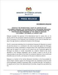 2 ministry of foreign affairs, malaysia (wisma putra) address no. Wisma Putra On Twitter Malaysia Considers The Approval Of The Icj On 23 Jan For The Provisional Measures Requested By The Gambia In Its Application Of The Convention On The Prevention
