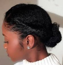 To reduce pressure on your edges, switch your bun back and forth between high and low every few days. Simple Low Bun Updo For Natural Hair Natural Hair Bun Styles Natural Hair Styles Easy Bun Hairstyles For Long Hair