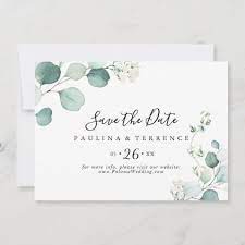 Summer Green Eucalyptus Foliage Horizontal Wedding Save The Date Zazzle Com Wedding Saving Save The Date Invitations Simple Wedding Cards