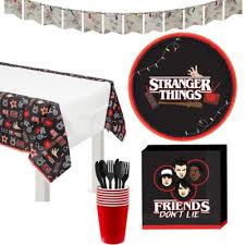 Amscan stranger things party tableware kit napkins, plates, tablecover bundle, 16 guests. How To Throw A Stranger Things Party Party City