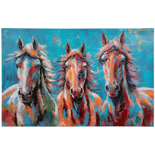 Look of plantation shutters at your window for orange and teal wall decor. Blue Orange Horses Canvas Wall Decor Hobby Lobby 1948603