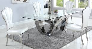 A Distinctively Modern Alexis Dining Room Set By Chintaly Imports Certain To Add A Jolt O Dining Room Design Modern Grey Dining Chairs Modern Dining Room Glam