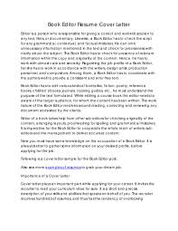 Book Editor Resume Cover Letter By Jenny Wakker Issuu