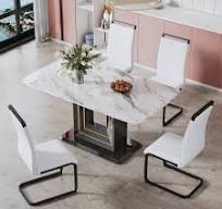 Amazon.com: Juego de mesa de comedor de mármol para 4, juego ...