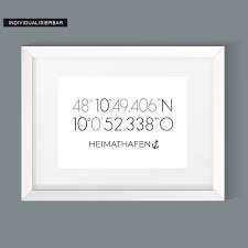 Wall Poster Heimathafen Coordinates Dates Gift Drawback Wedding Gift Engagement Move Black And White Personalized Image Engagement Gifts Poster Wall Wedding Gifts