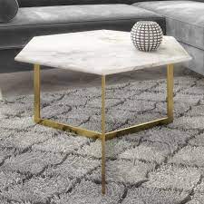 Modern coffee table marble effect living room side table set sofa side end table. White Marble Coffee Table With Gold Legs Hexagon Furniture123