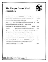 The Hunger Games Word Formation Hunger Games Vocabulary Word Formation Hunger Games Activities