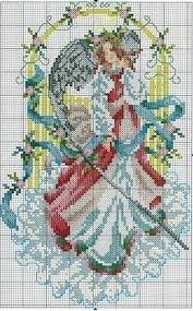 Cross stitch and embroidery patterns to download come in a range of beautiful styles. Punto De Cruz Gratis Angel De La Puerta Dorada Cross Stitch Angels Cross Stitch Embroidery Cross Stitch Fairy