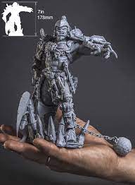 This Is An Actual 3d Print Model Of The Orc Warlord Printed At 50 Micron Every Bit Of Surface Is Packed With Fine Digital Sculpture 3d Printing Art Sculpture