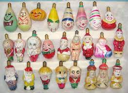 These fixtures are sure to draw the eye of anyone who enters the room, and with ceiling lighting this unique, you'll be looking for excuses to turn the light on. Antique Christmas Light Bulbs Figurals People Vintage Christmas Ornaments Antique Christmas Tree Vintage Christmas Lights