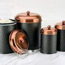 Additionally they make having admittance to. New Ashby Canisters Matte Black And Copper Color Combination Hammered Finish Gasket Kitchen Canisters Kitchen Canister Sets Kitchen Countertop Storage