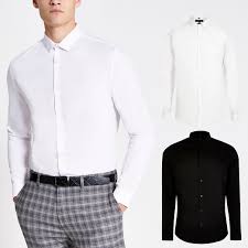 Urban outfitters womens striped cropped top size m black white long sleeve shirt. White Black Long Sleeve Shirt 2 Pack River Island