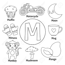Transform capital and small english letters into creative and easy drawings and revise phonic sound of the letters too. Vector Cute Kids Animal Alphabet Letter M Set Of Cute Cartoon Illustrations Coloring Page Royalty Free Cliparts Vectors And Stock Illustration Image 114903647