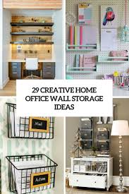 A minimalist workspace with a floating desk, lamps and a modern chair. 29 Creative Home Office Wall Storage Ideas Shelterness