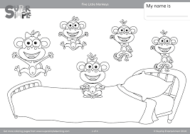 Free printable baby shark coloring pages for kids. Five Little Monkeys Coloring Pages Super Simple