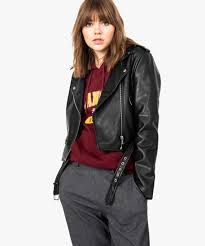Blouson simili cuir femme coloris noir. Gemo Vetements Veste Perfecto Femme En Simili Cuir Avec Ceinture Noir Vestes Femme Gemo