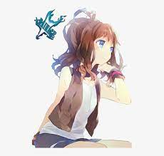 Blue eyes brown hair cute girls lipstick image. Pokemon Render Photo Anime Manga Girl With Brown Hair And Blue Eyes Transparent Png 499x699 Free Download On Nicepng