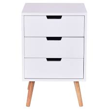 Offers classic craftsman styling with modern convenience. Modern Mid Century Style 3 Drawer White Wood End Table Nightstand Fastfurnishings Com