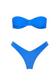 Azure Blue Strapless Bikini In Super Soft Terry Towelling With A Flattering Bow Design Top Matched With A High Waist Bottom Bikinis Bikini Fashion Swimwear