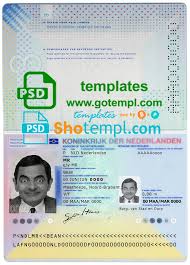 Lower fees when applying for a passport or id card in the netherlands. Netherlands Passport Template In Psd Format Fully Editable With All Fonts 2014 Now Passport Template Passport Online Passport