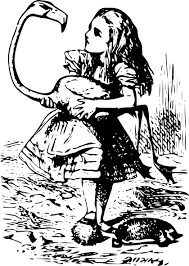 Alice In Wonderland Clip Art Black And White Free Vector Alice In Wonderland Alice With A Flamingo Clip Art 104433 Alice In Wond Alice In Wonderland Illustrations Alice In Wonderland Flamingo John Tenniel