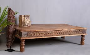 Cracks and shade variations, as well as nicks, nail marks and other imperfections reflect the wood's provenance; Reclaimed Teak Coffee Table Chisel And Log