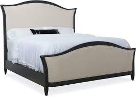 High profile bed with button tufted, flat crown, headboard. Hooker Furniture Bedroom Ciao Bella King Upholstered Bed Black 5805 90866 99