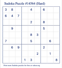 Free printable sudoku puzzle ~ here is a free sudoku puzzle you can print. Free Printable Hard Sudoku With The Answer 14564