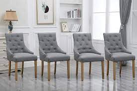 These dining chairs are perfect for any home decor. Buy Homesailing 4 Comfy Armchairs Dining Room Chairs With Arms Only Grey Fabric Upholstered Kitchen Chairs High Back Button Tufted Padded Side Chairs For Living Room Wood Oak Legs Chairs Gray Set
