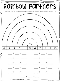 Making Ten Rainbow Partners Printable Practice Ready Math First Grade Lesson 9 Number Partners For 10 Math Resources First Grade Lessons Math