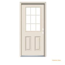 Jeld Wen 30 In X 78 In 9 Lite Primed Steel Prehung Left Hand Inswing Back Door W Brickmould O13232 The Home Depot