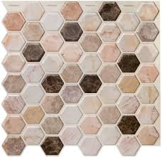 I installed a peel and stick backsplash in my kitchen with just a pair of scissors and a tape measure! Decopus Decor Decopus 3d Marble Tile Backsplash Peel And Stick Hexagon Marble Brown Beige 5pc Pack For Kitchen Bathroom Wall Accents 12