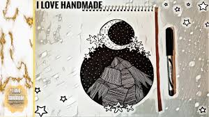 sketch mountain in night رسم الجبال مع القمر في الليل خطوة خطوة art handmade humanoid sketch