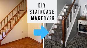 Building wood stairs with no nails!! Easy Diy Staircase Makeover On A Budget Youtube