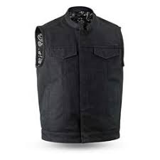 Black Raw Canvas Motorcycle Vests First Classics Motorcycle Vest Denim Vest Vest