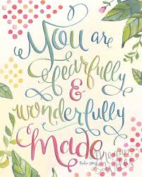 Psalm 139 14 You Are Fearfully And Wonderfully Made Bible Verse Art Print