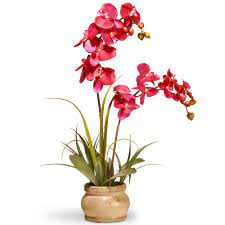 National Tree Company 24 In Pink Orchid In Ceramic Pot Ras N071061 1 The Home Depot Artificial Orchids Purple Orchids Flower Pots