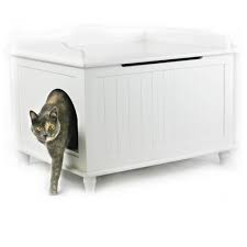 Designer enclosed cat litter box furniture house with table, cat restroom hidden house shell, white. Jumbo Designer Catbox Litter Box Enclosure In White Preorder Now Designer Pet Products