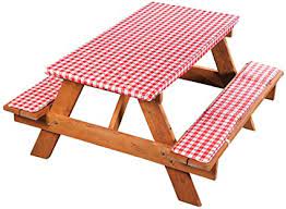 And arguably presentation comes in second. Amazon Com Deluxe Picnic Table Cover With Cushions 3 Piece Set Red Gingham Garden Outdoor