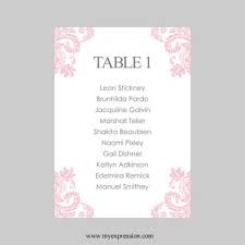 Wedding Seating Chart Template 5x7 Elegant Damask Pink Instant Download Editable Ms Word File