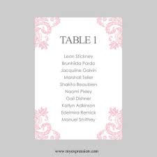 Wedding Seating Chart Template 5x7 Elegant Damask Pink Instant Download Editable Ms Word File