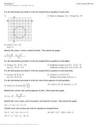 How do you find the equation of a circle? Worksheet 7 Conic Sections Review Use The Information Provided To