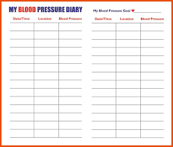 blood pressure monitor chart printable template business