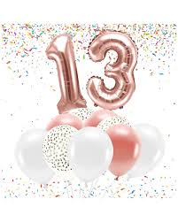 13 (number), the natural number following 12 and preceding 14. Luftballon 13 Jahre Geburtstag Jubilaum Rosegold