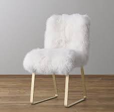 Limited time sale easy return. Astrid Antiqued Brass Mongolian Lamb Desk Chair