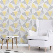 Apex Geometric Wallpaper Yellow And Grey Fine Decor Fd41991 In 2020 Living Room Decor Gray Yellow Geometric Wallpaper Yellow Living Room