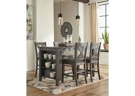 Gray kitchen & dining room tables | hayneedle. Caitbrook Dark Gray Dining Set W 4 Bar Stools Curly S Furniture