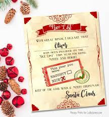 Free printable santas nice list certificates homealterdecor top. Santa Nice List Free Printable Certificate