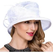 Lady Church Derby Dress Cloche Hat S043-White